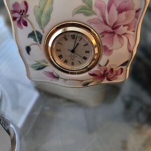 Lenox Pink and Gold Floral Clock